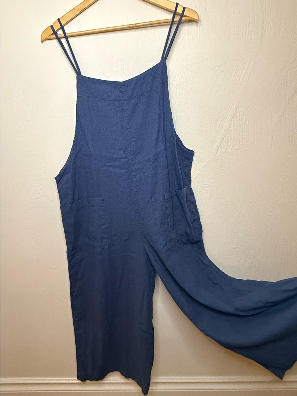 Anemone Navy Blue Double-Strap Wide-Leg Jumpsuit